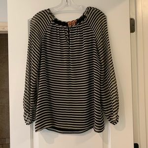 Tory Burch blouse. Black and beige stripe